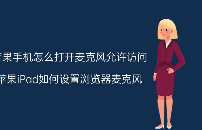 苹果手机怎么打开麦克风允许访问 苹果iPad如何设置浏览器麦克风？